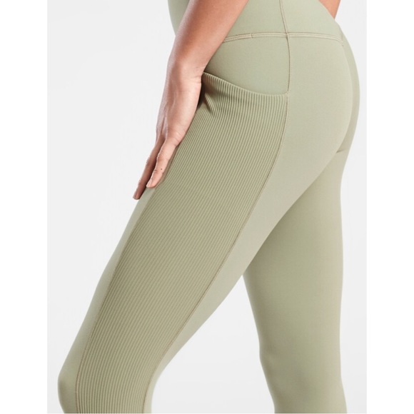 Athleta Salutation Stash Pocket Cutout 7/8 Tight olive green - Picture 7 of 16